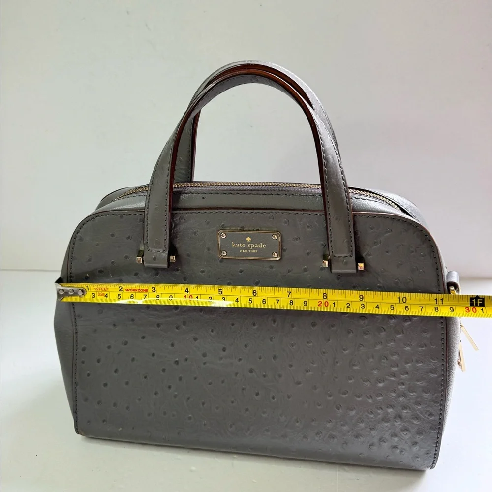 Kate Spade Kay Street Ostrich Embossed Satchel Grey